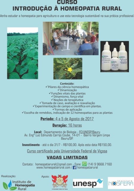 [Divulgação] Curso - Introdução à Homeopatia Rural